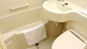 Combined shower/bathtub, slippers, electronic bidet, towels