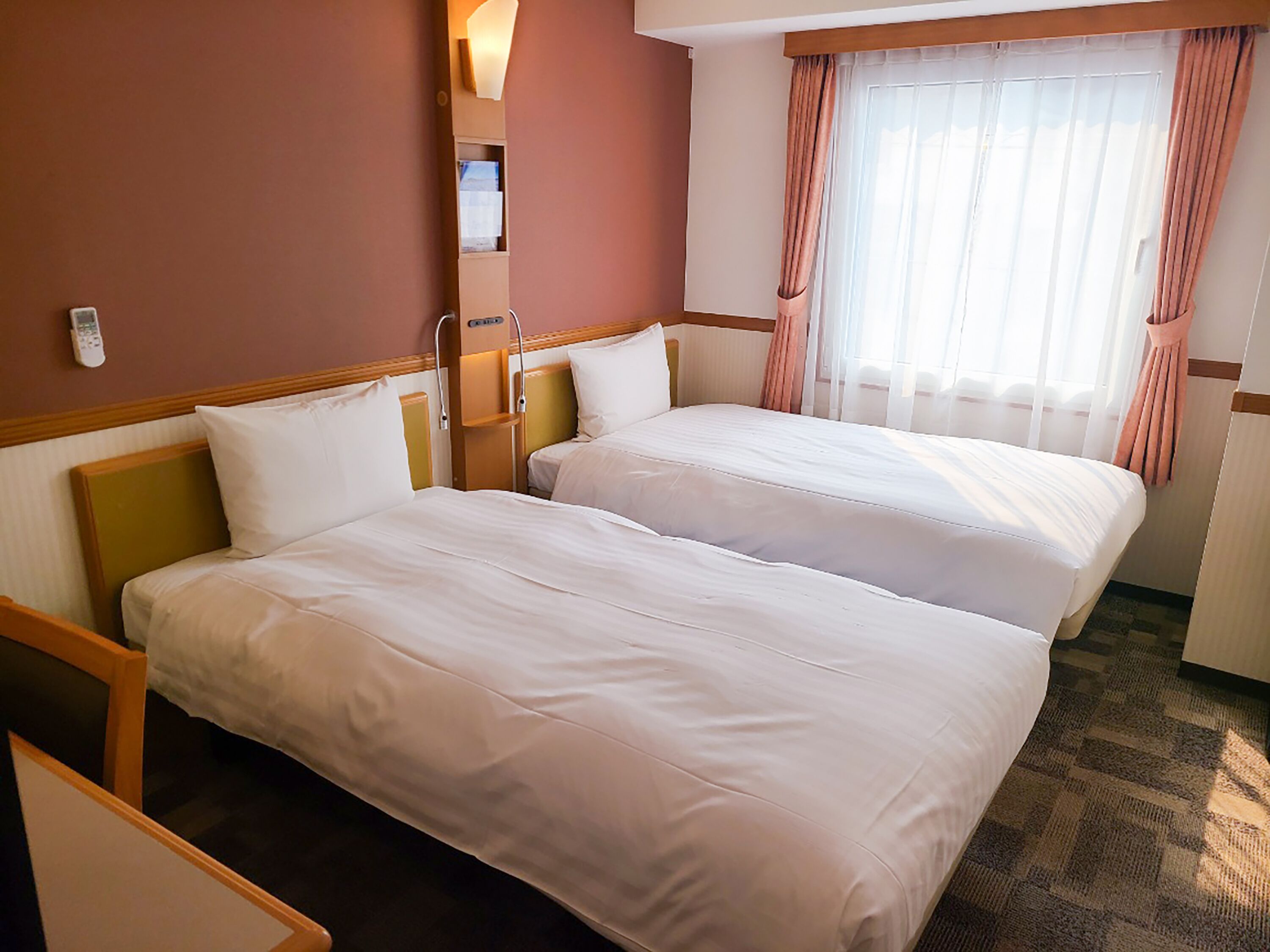 Desk, laptop workspace, blackout curtains, WiFi