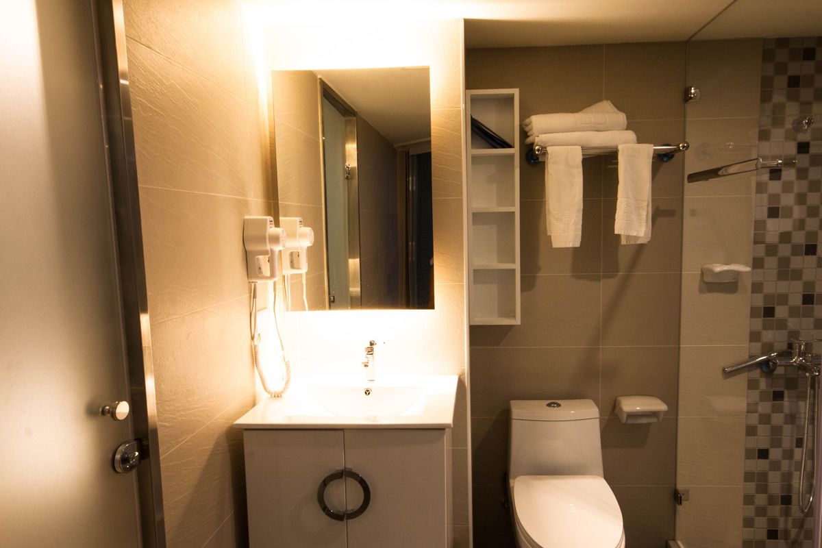 shower, free toiletries, hair dryer, slippers