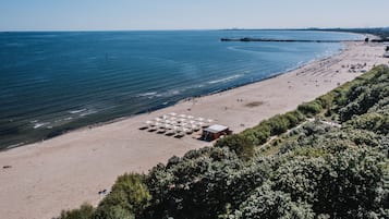 Private beach nearby, sun loungers, beach umbrellas, beach towels