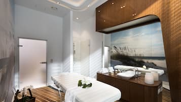 Sauna, steam room, body treatments, aromatherapy, hot stone massages