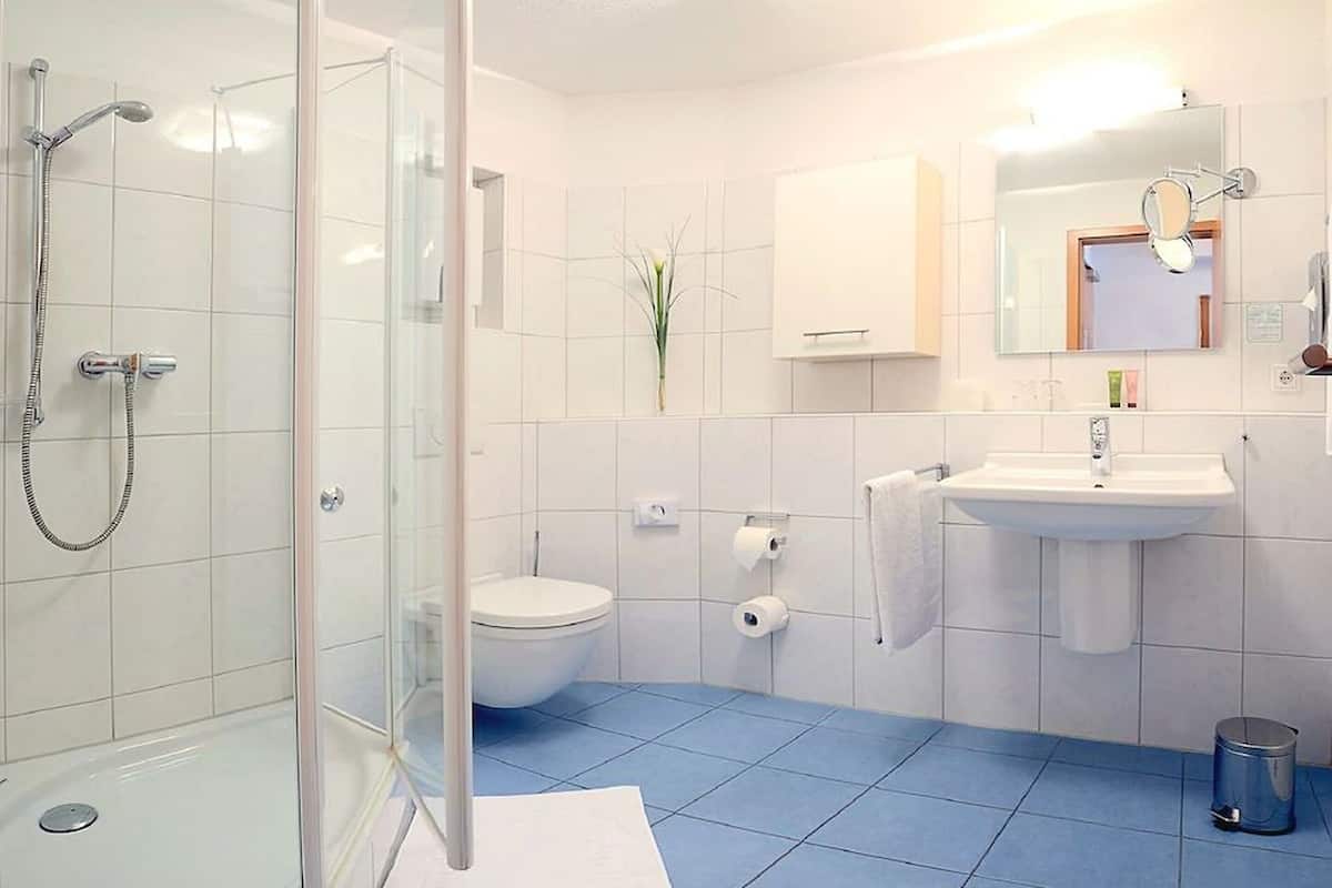 free toiletries, hair dryer, towels