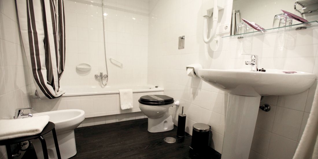 standard double room single use | bathroom | bathtub, free toiletries, hair dryer, towels