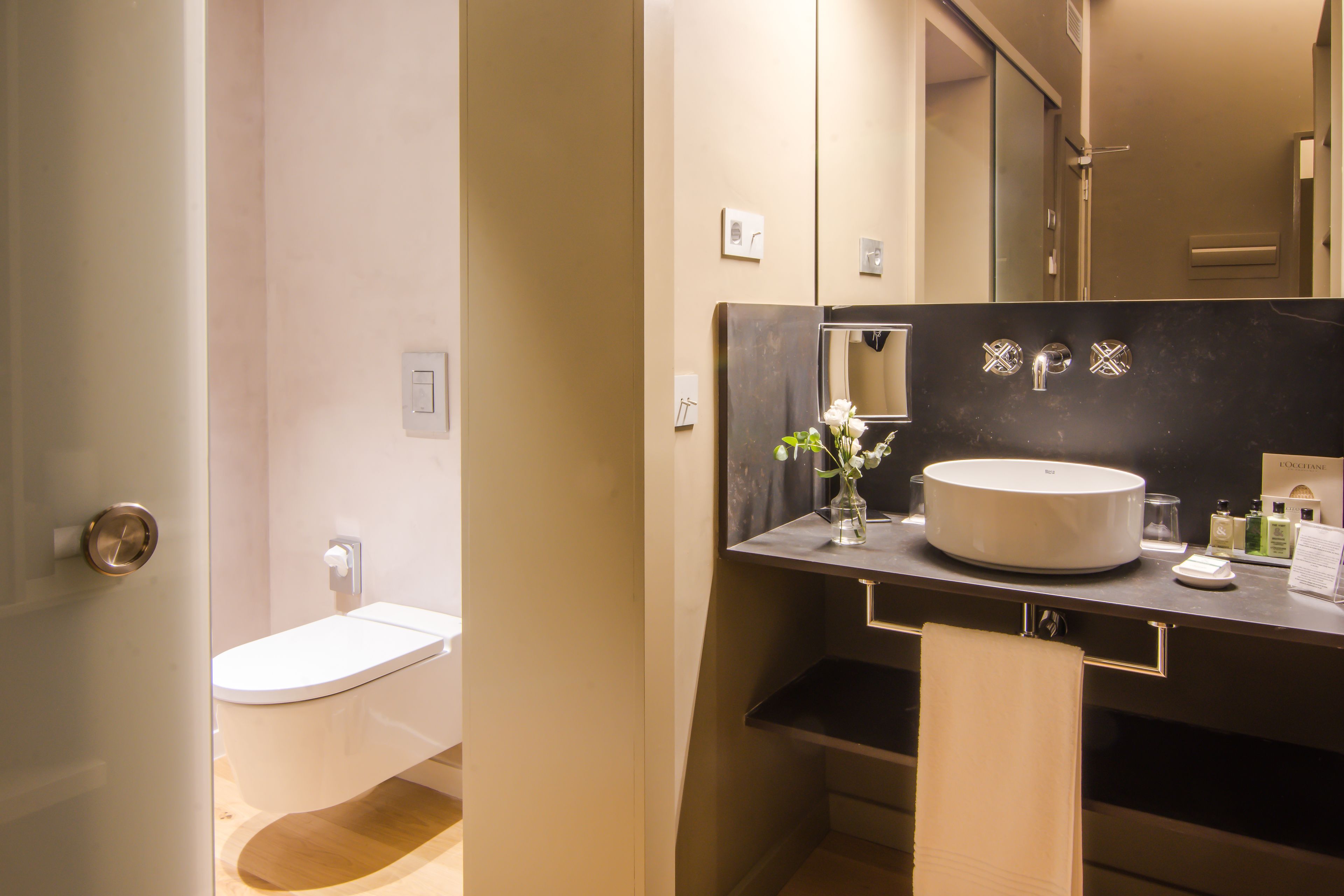 superior double room, terrace | bathroom | rainfall showerhead, designer toiletries, hair dryer, bathrobes