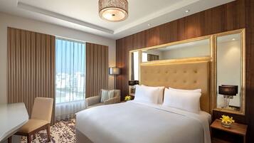 In-room safe, desk, laptop workspace, blackout drapes