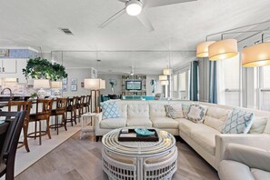 One Bedroom by the Beach (B-1) | Living area | TV - Southwind Condo Rentals by Panhandle Getaways (Panama City Beach)