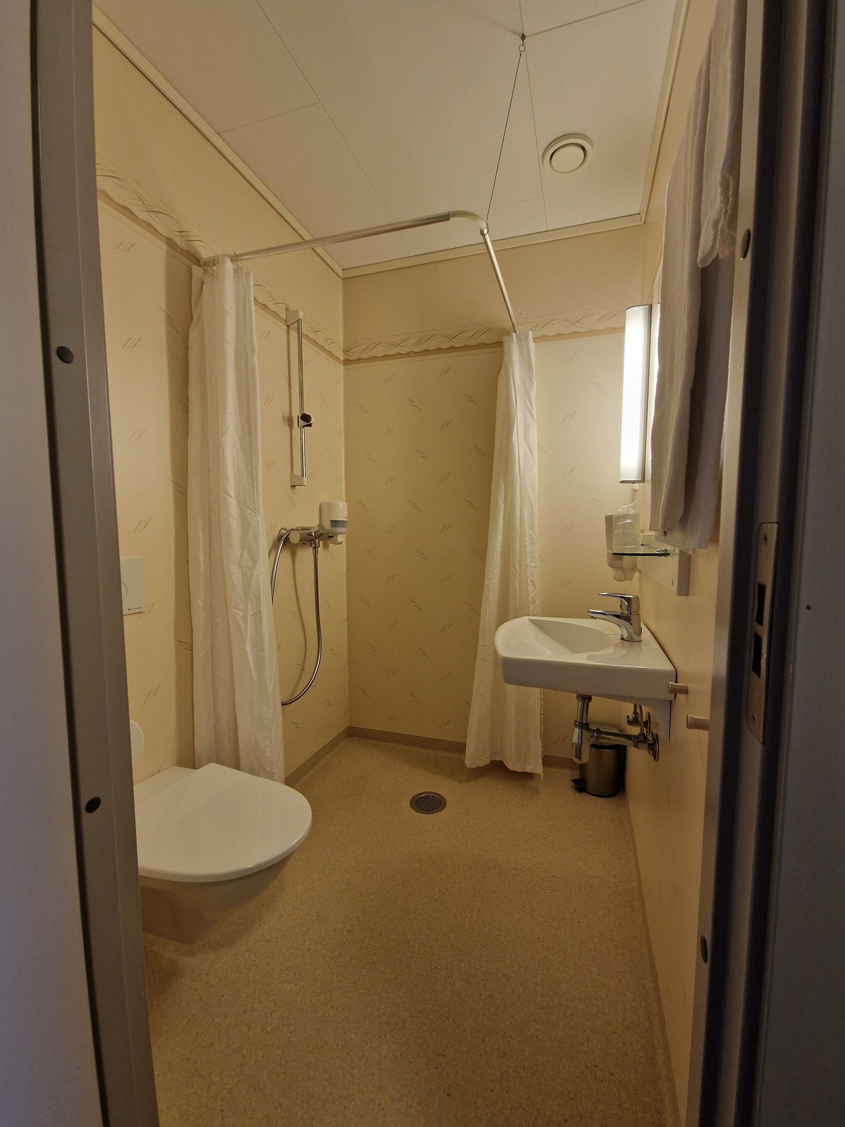 single room | bathroom | shower, rainfall showerhead, hair dryer, heated floors