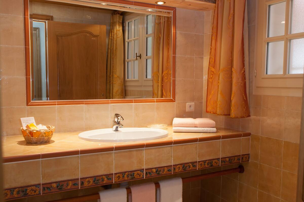 free toiletries, hair dryer, towels