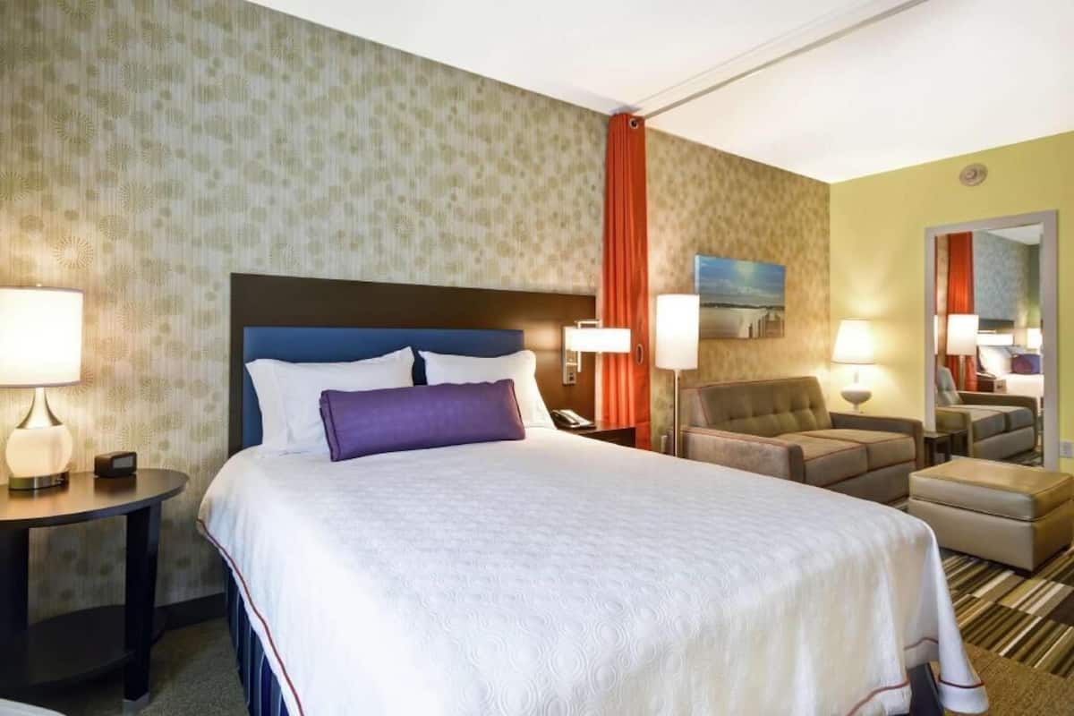 In-room safe, desk, laptop workspace, blackout curtains