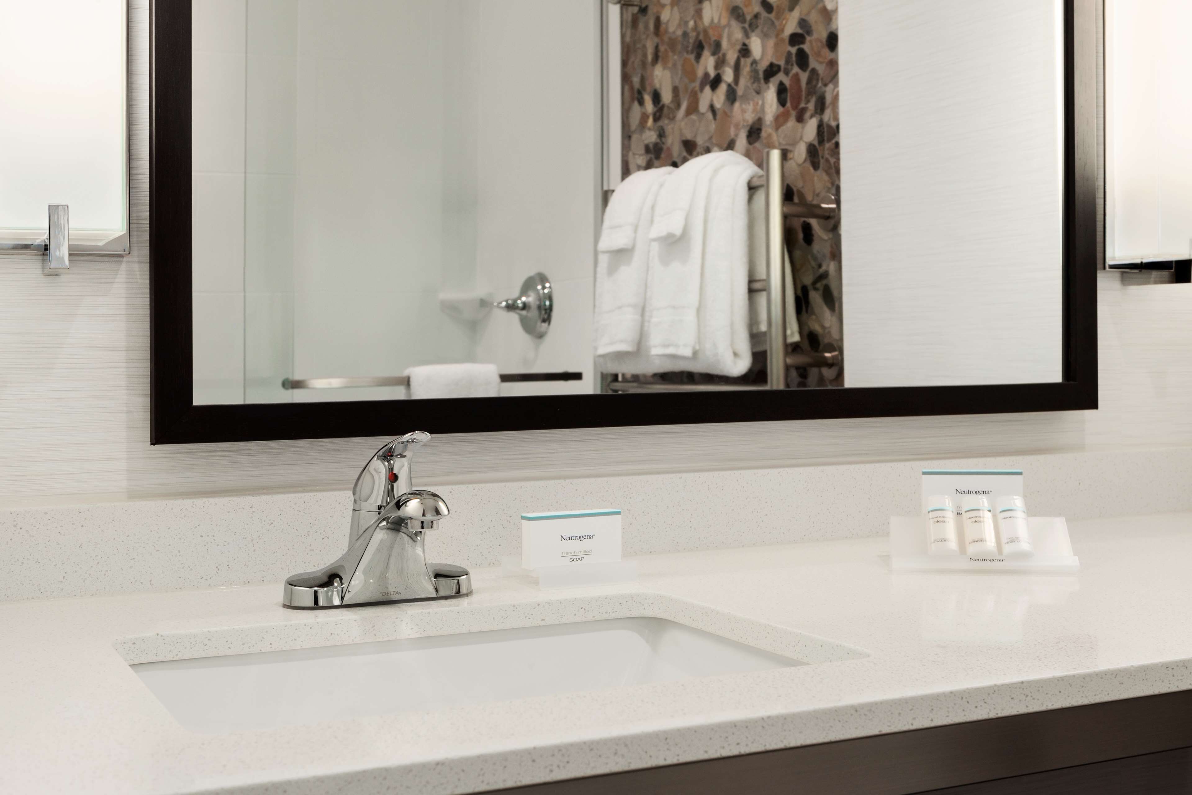 free toiletries, hair dryer, towels, soap