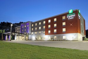 A Holiday Inn Express & Suites hotel with a modern design, featuring a flat roof, multiple windows, and a well-lit entrance. - Holiday Inn Express & Suites Columbus North by IHG (Columbus)