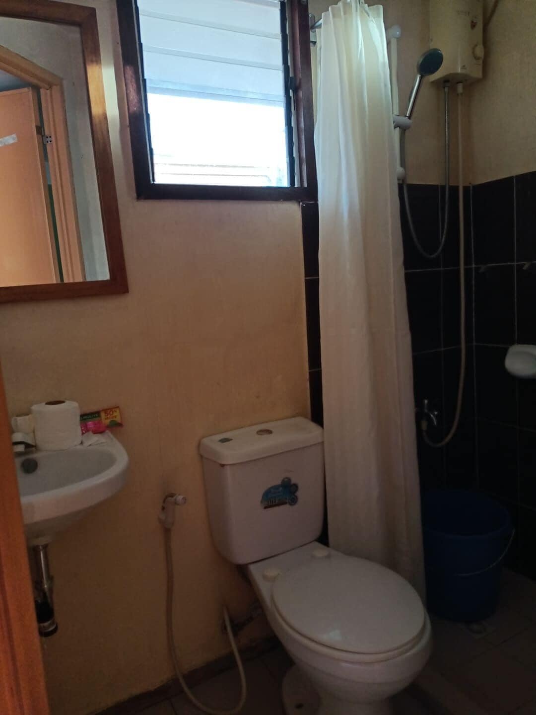 double room single use | bathroom | shower, free toiletries, towels
