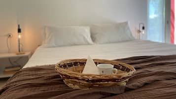 Habitación básica con 1 cama matrimonial o 2 individuales | Tabla de planchar con plancha, wifi gratis y ropa de cama
