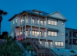 House, 6 Bedrooms, Ocean View, Beachfront | Front of property - evening/night