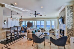 House, 6 Bedrooms, Ocean View, Beachfront | Living area - Villa Bianca 6 Bedroom Holiday Home by Five Star Properties (Destin)