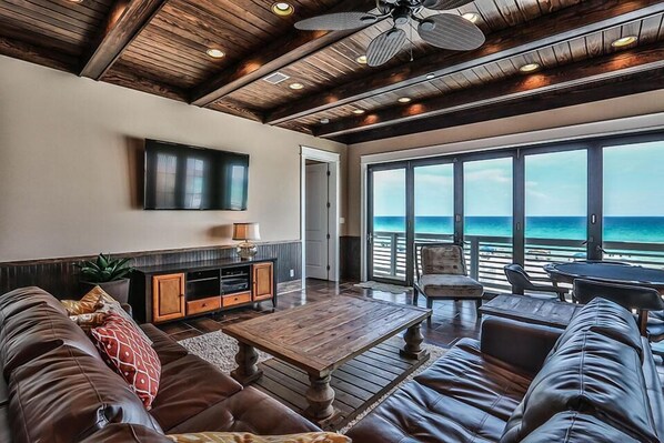 House, 6 Bedrooms, Ocean View, Beachfront | Living area - Kates Porch 7 Bedroom Holiday Home by Five Star Properties (Miramar Beach)