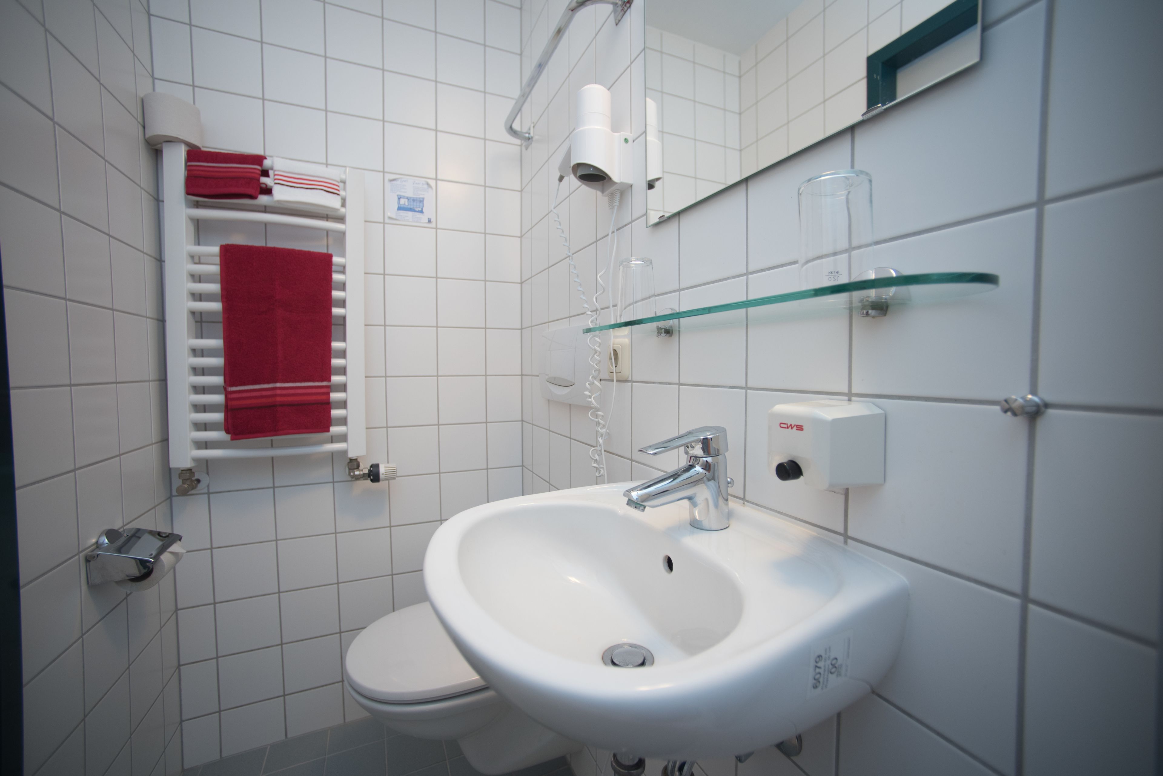 economy twin room | bathroom | shower, free toiletries, hair dryer, towels