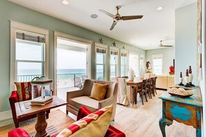 Ferienhaus, 6 Schlafzimmer, Meerblick, Strandnähe | Wohnbereich