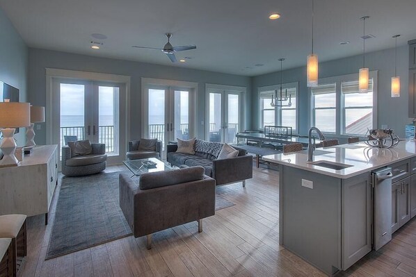 House, 6 Bedrooms, Ocean View, Beachfront | Living area - Beaux Soleil 7 Bedroom Holiday Home by Five Star Properties (Destin)