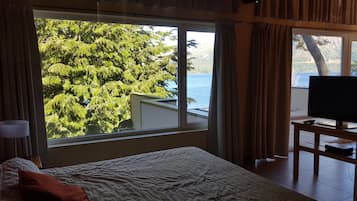 Suite Studio, bain à remous, vue lac | Coffres-forts dans les chambres, fer et planche à repasser