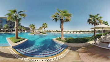 2 outdoor pools, free cabanas, pool umbrellas