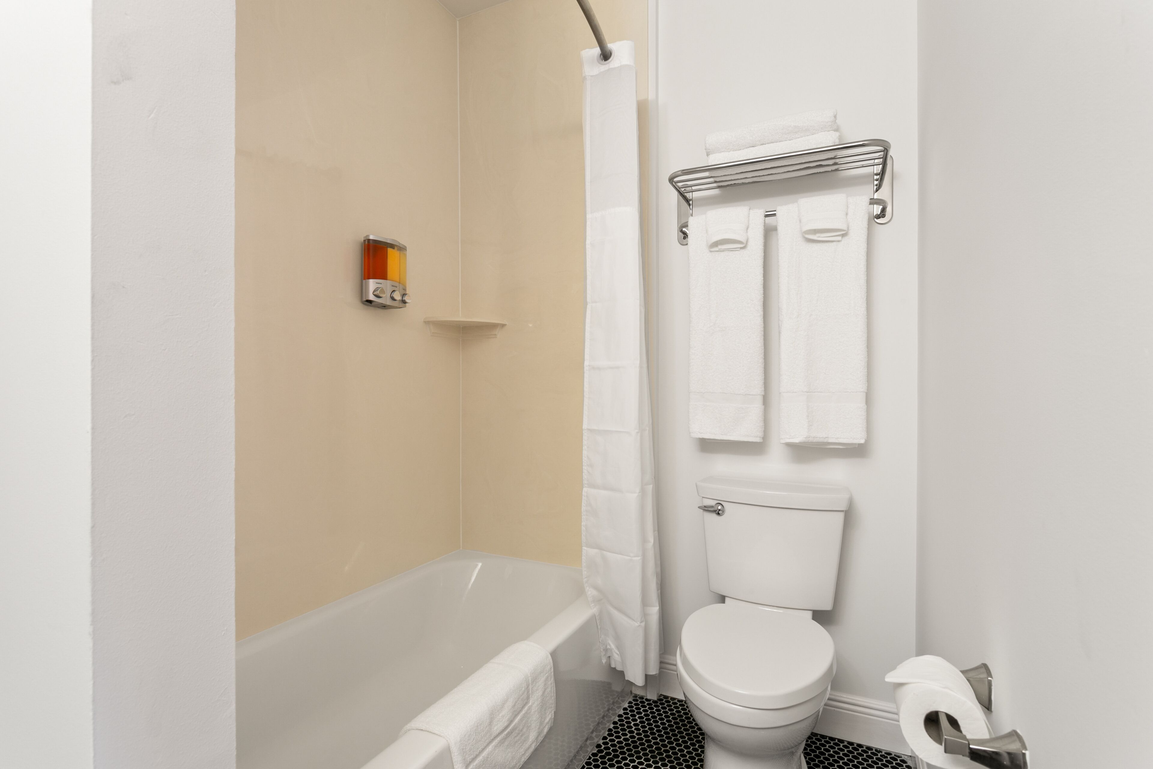 free toiletries, hair dryer, towels, soap