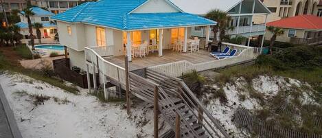 House, 6 Bedrooms, Ocean View, Beachfront | Front of property - evening/night