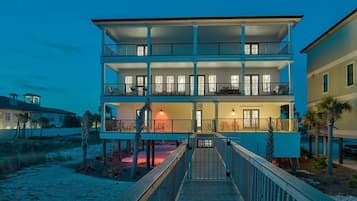 House, 6 Bedrooms, Ocean View, Beachfront | Front of property – evening/night