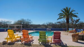 Outdoor pool, sun loungers