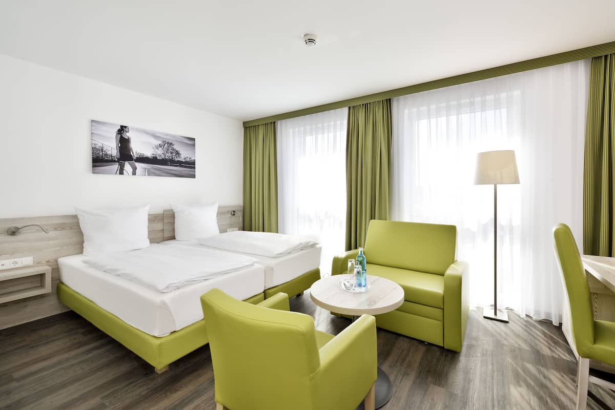 In-room safe, desk, laptop workspace, blackout curtains