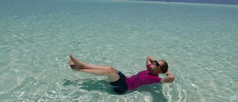 On the beach, scuba diving