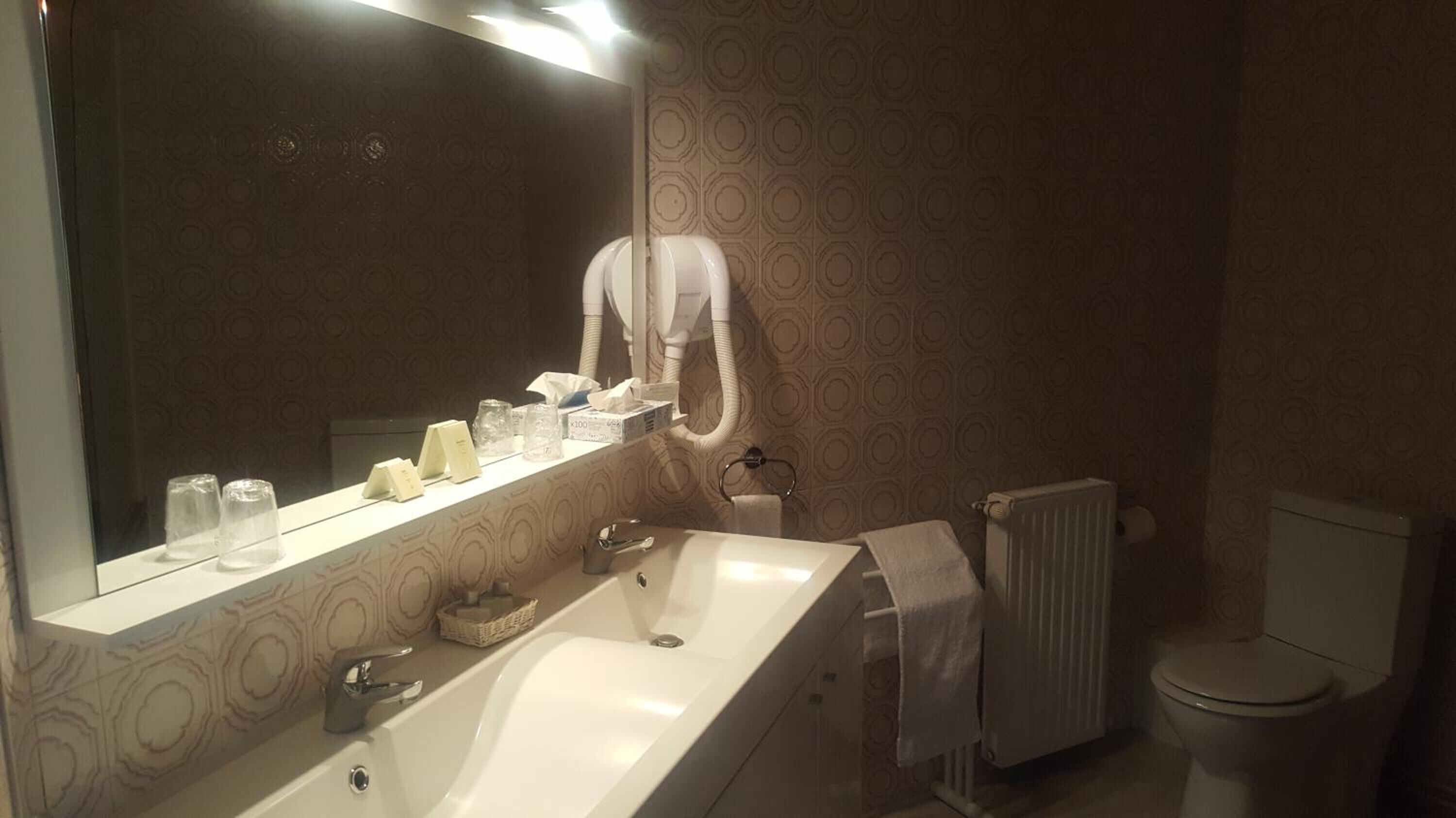 free toiletries, hair dryer, dressing gowns, towels