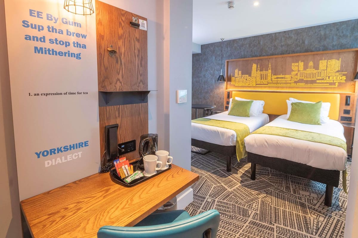 Hypo-allergenic bedding, desk, laptop workspace, soundproofing
