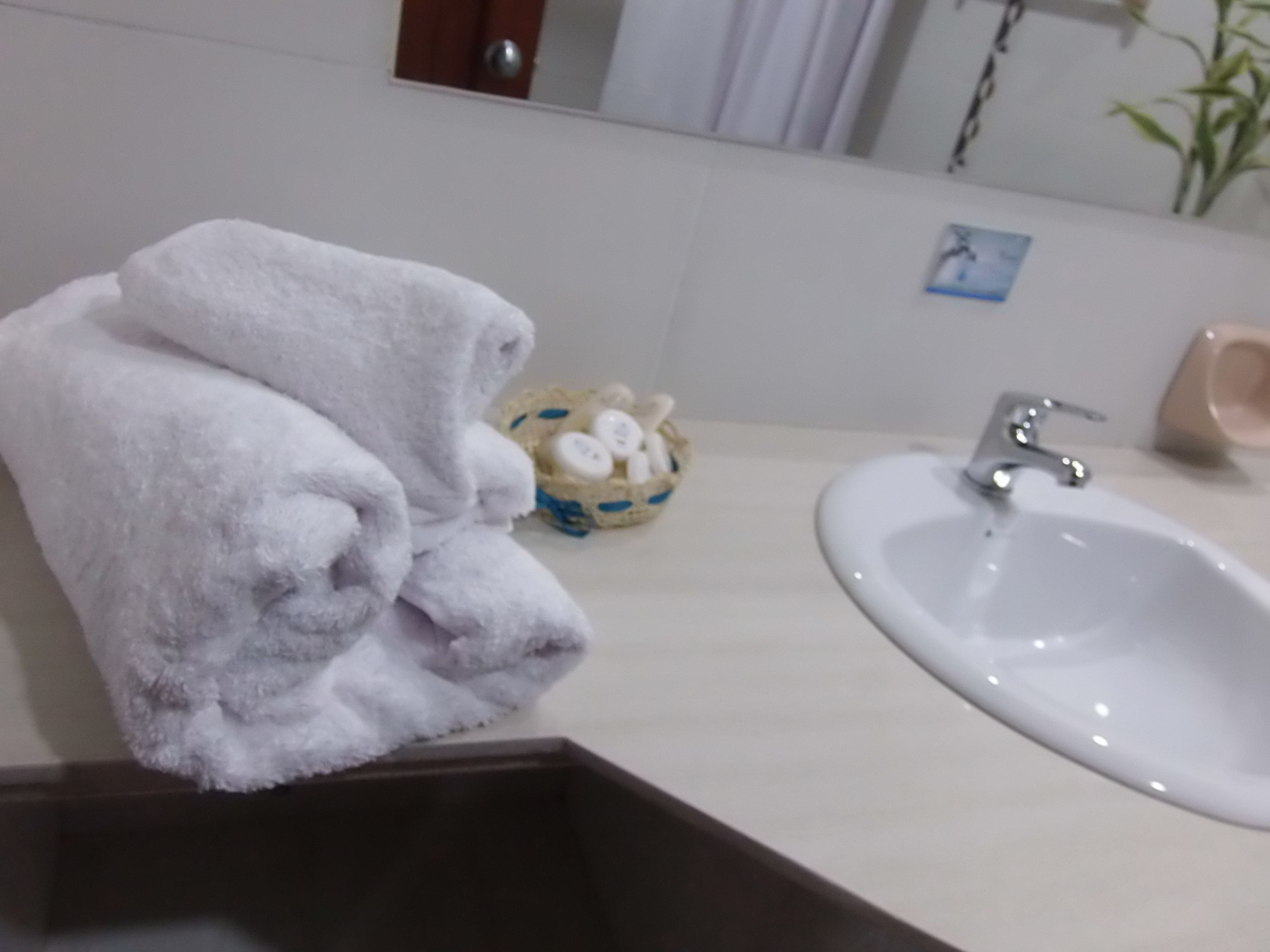 shower, free toiletries, towels, soap