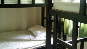A bunk bed room with a white ceiling and a visible air conditioning unit. - Relax Time Silom - Hostel (Bangkok)