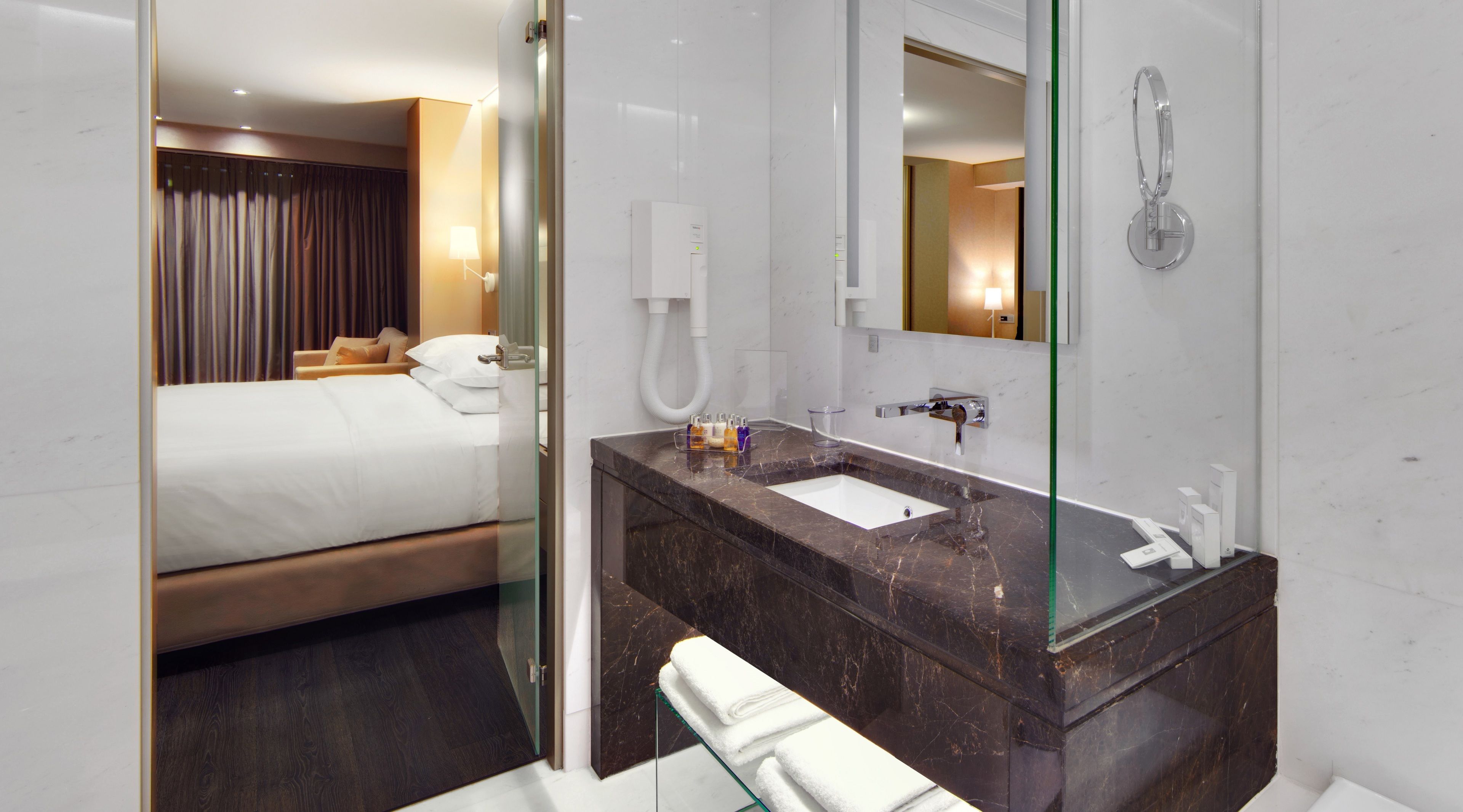 shower, free toiletries, slippers, towels