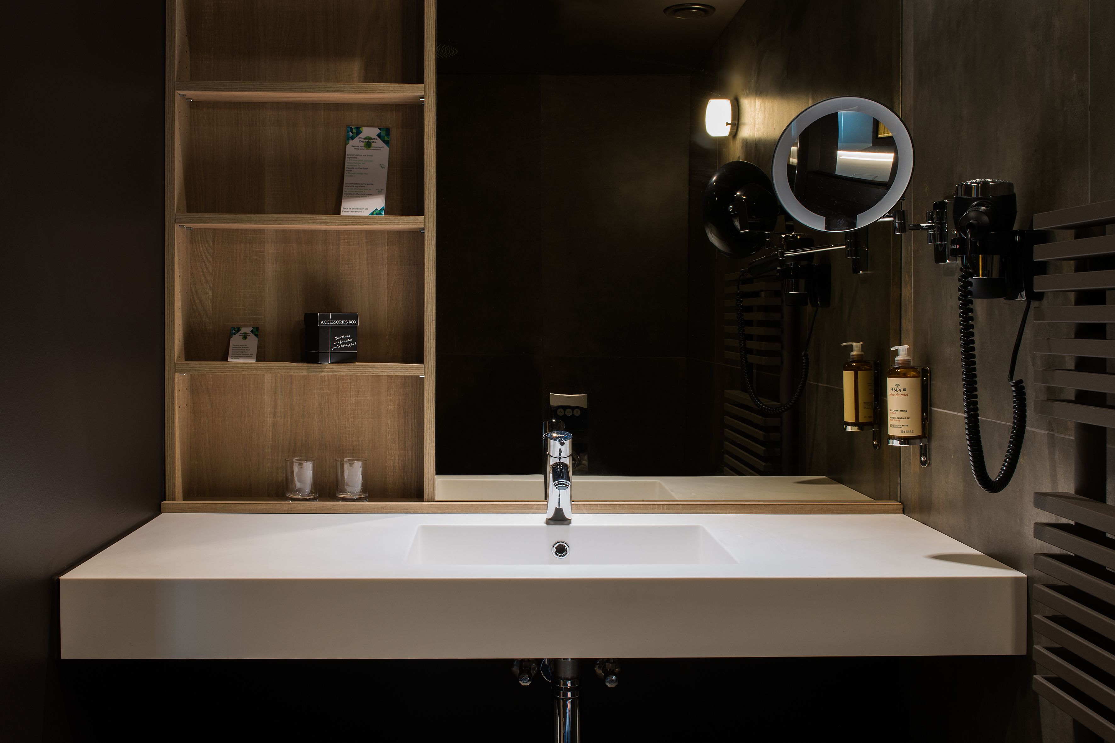 free toiletries, hair dryer, bathrobes, towels