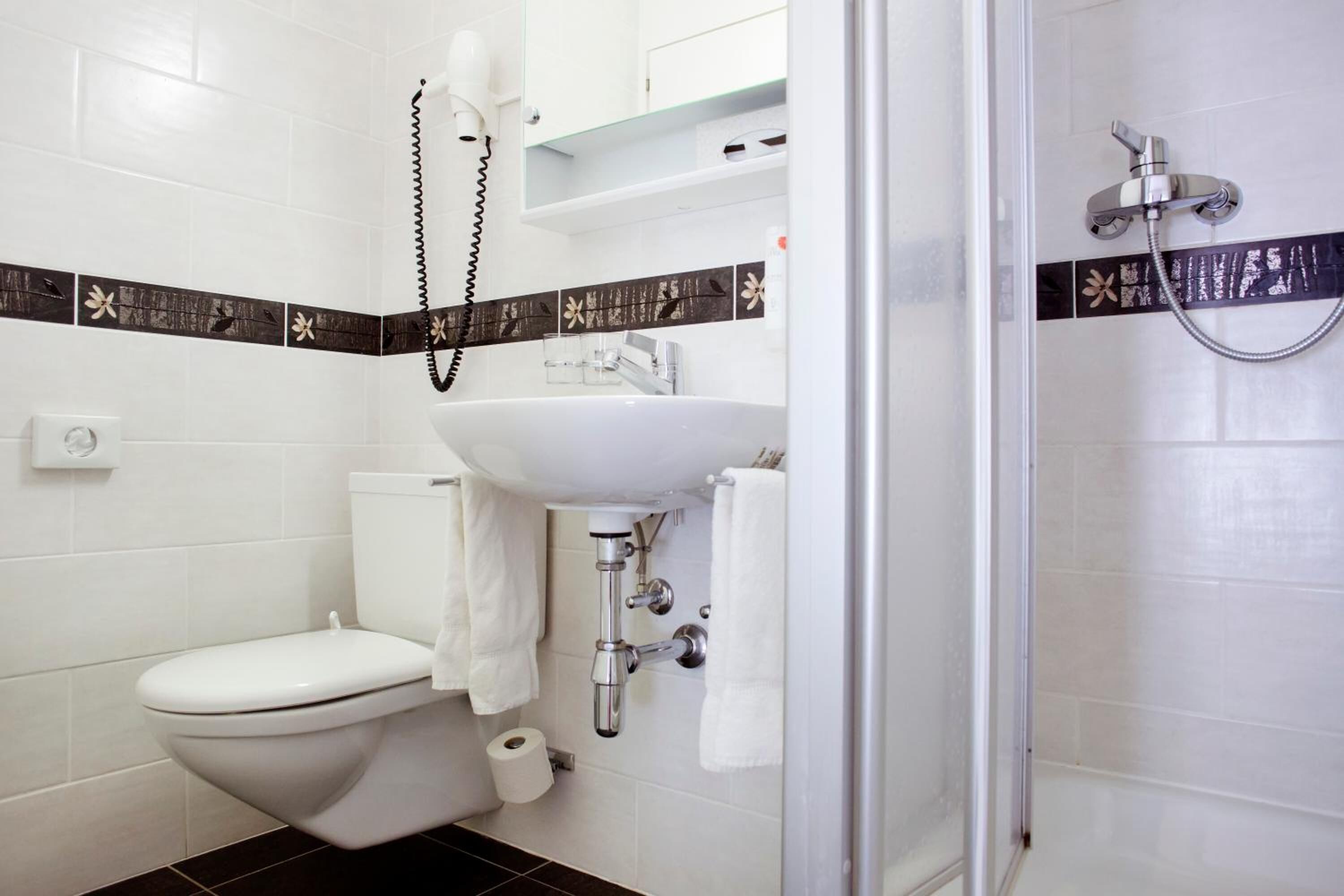 free toiletries, hair dryer, towels