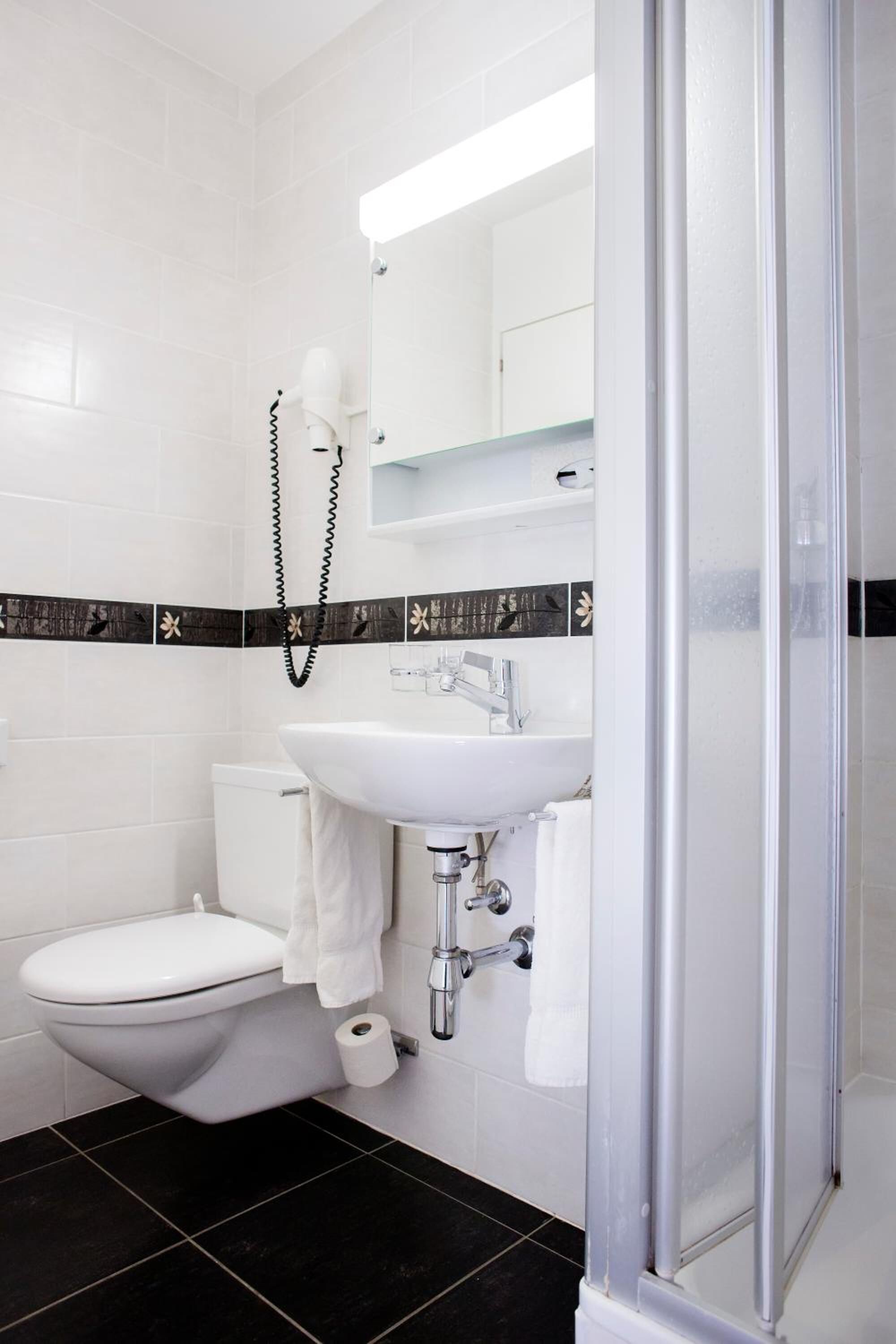 free toiletries, hair dryer, towels