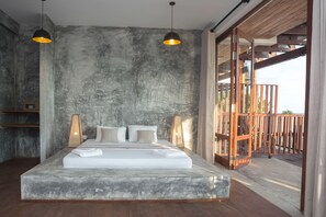 Superior-Doppelzimmer, 1 King-Bett und Schlafsofa, eingeschränkter Meerblick, Strandnähe | Wohnbereich | Flachbildfernseher