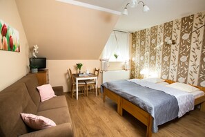 Comfort Double Room | Premium bedding, desk, soundproofing, iron/ironing board