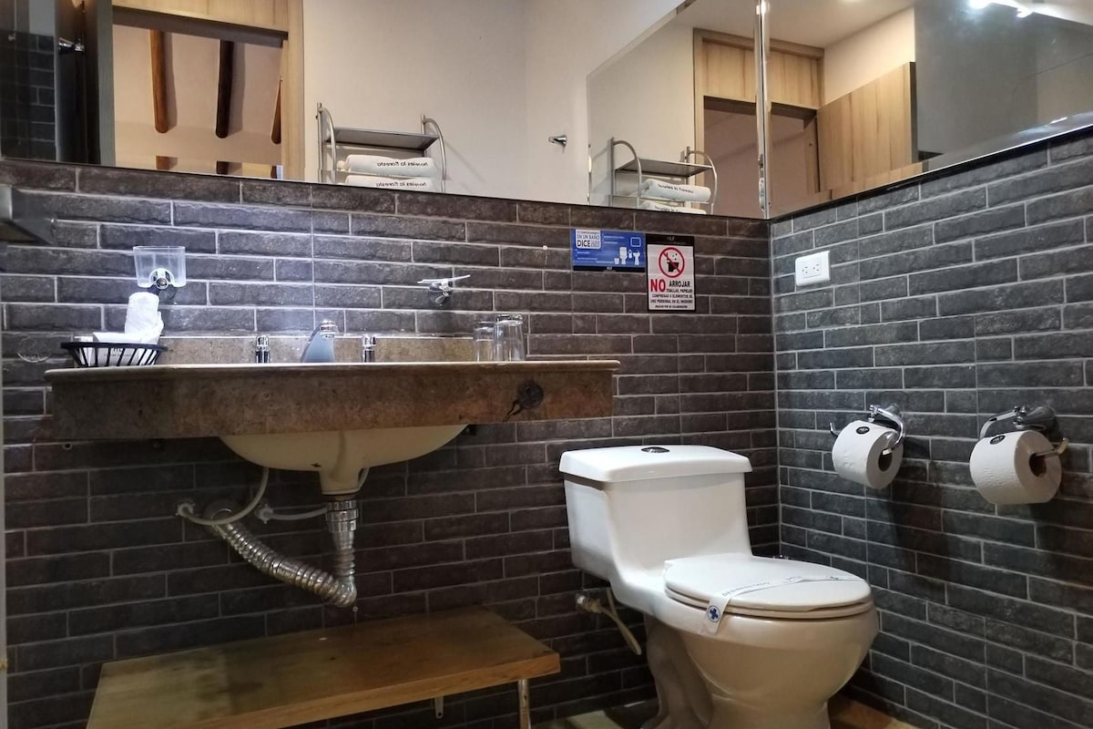 Bathroom | Shower, rainfall showerhead, free toiletries, towels