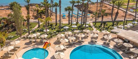 2 outdoor pools, open 8:30 AM to 6:30 PM, pool umbrellas, sun loungers
