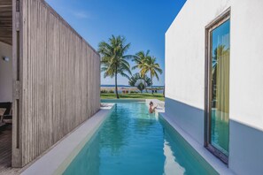 Outdoor pool, sun loungers
