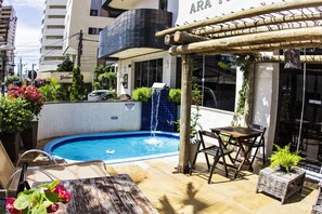 Outdoor pool, pool loungers