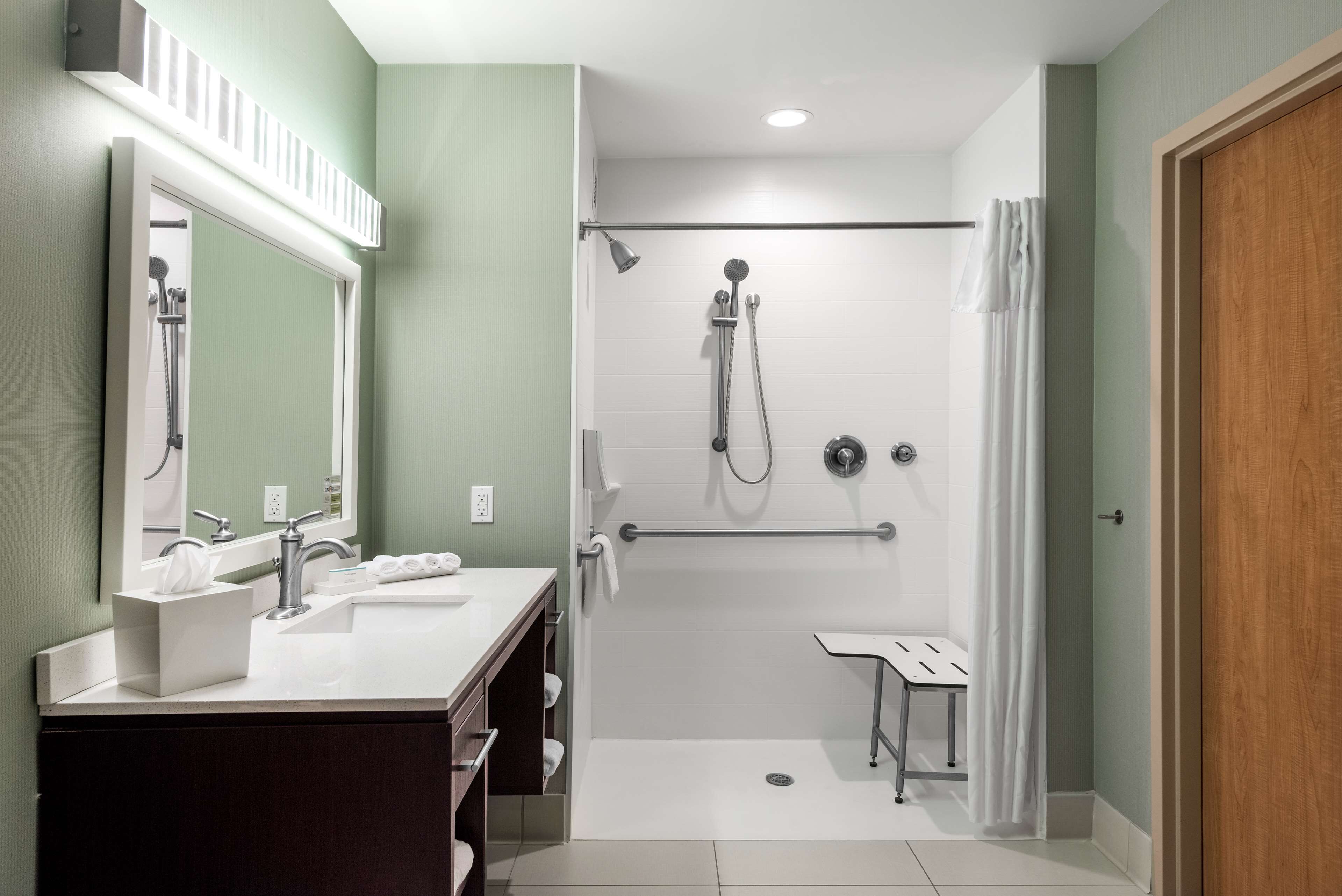 suite, 1 king bed, accessible (mobility & hearing, roll-in shower) | bathroom shower