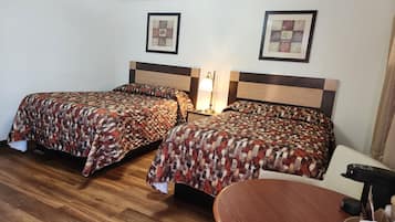 Deluxe Room, 2 Double Beds, Smoking, Private Bathroom, Refrigerator & Microwave | Desk, blackout drapes, iron/ironing board, free WiFi