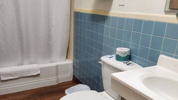 A bathroom with a toilet, a sink, and a shower curtain.