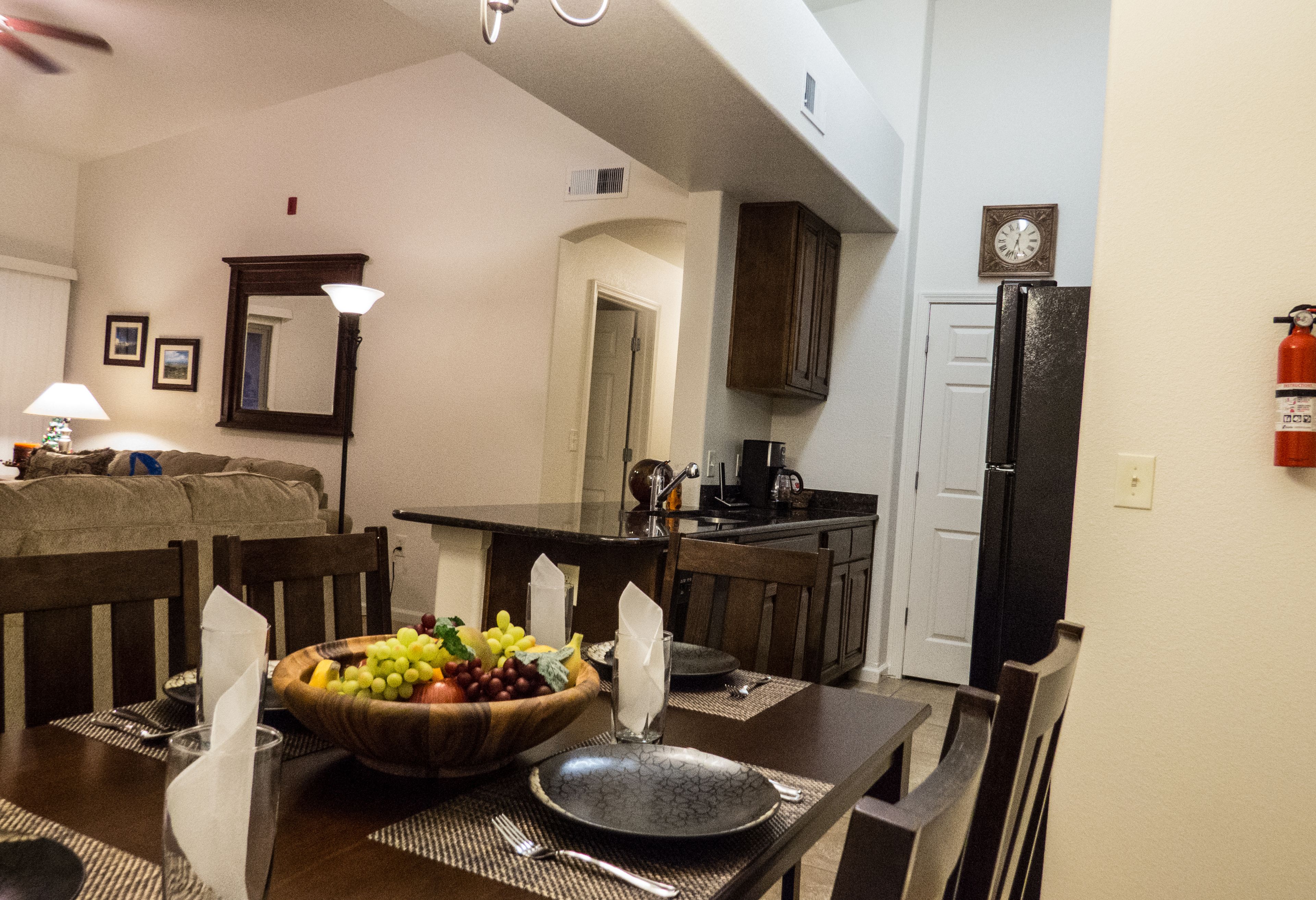 condo, pool view | in-room dining