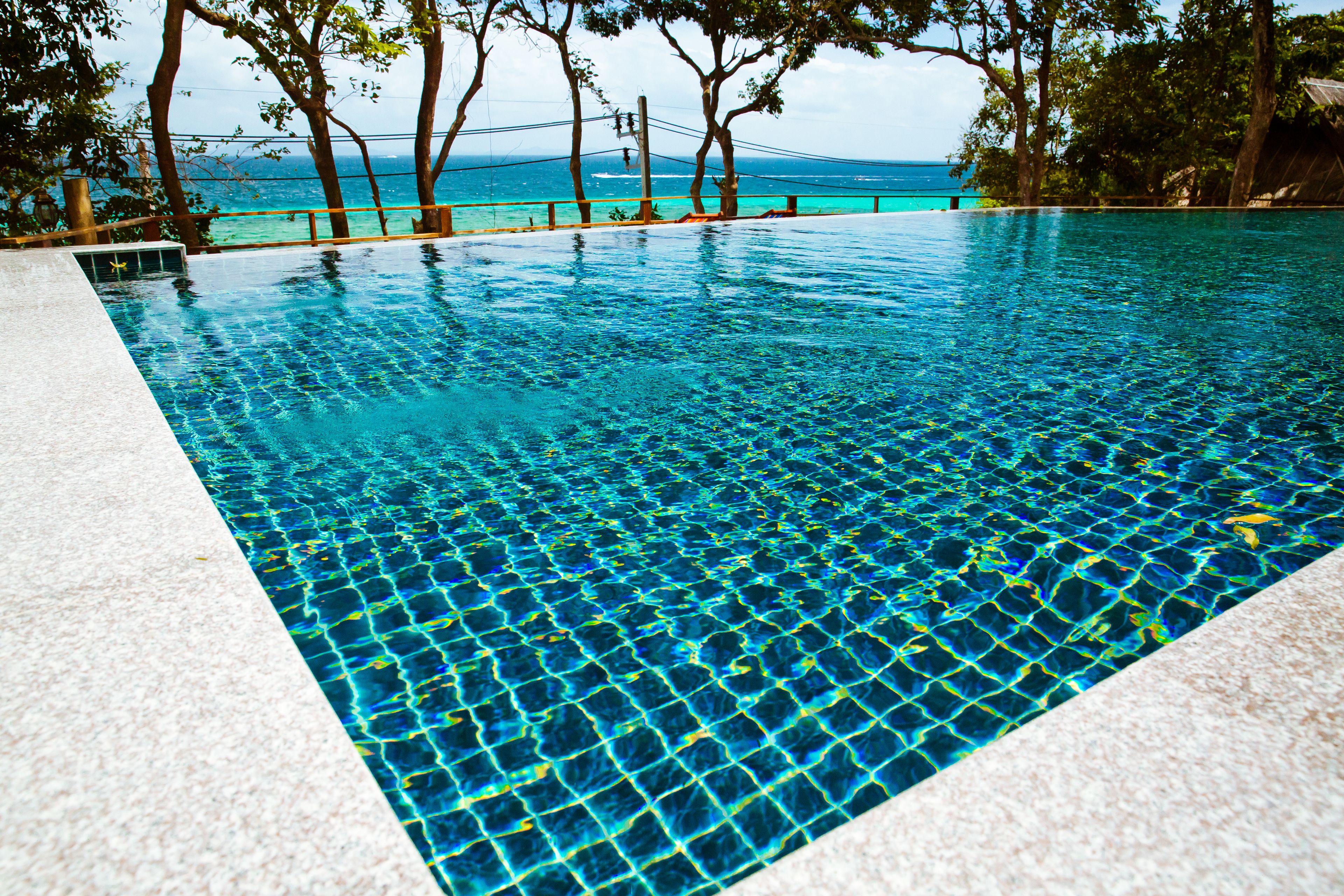 outdoor pool, pool loungers